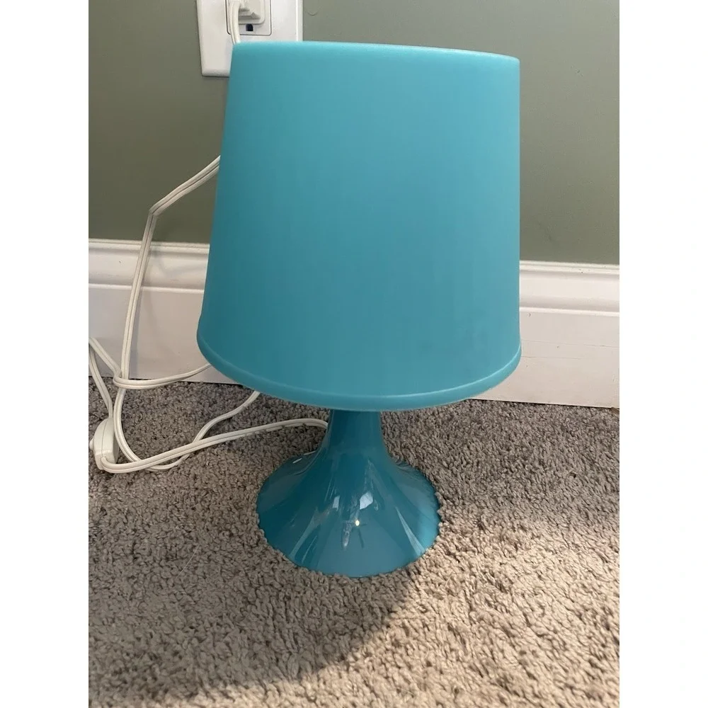 Vintage 1990s IKEA Lampan Turquoise Teal Blue Plastic Table Lamp ~Tested / Works